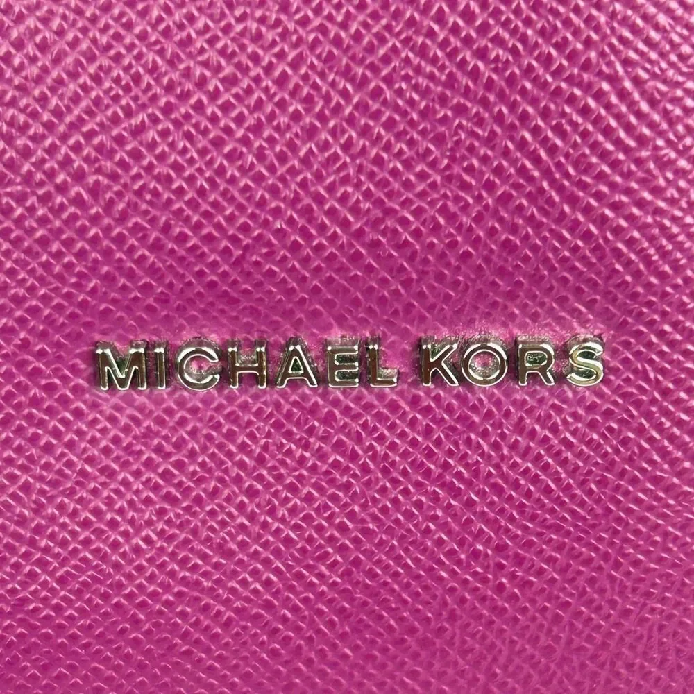 Michael Kors Houston Double Zip Crossgrain Leather Satchel Crossbody Bag Garnet